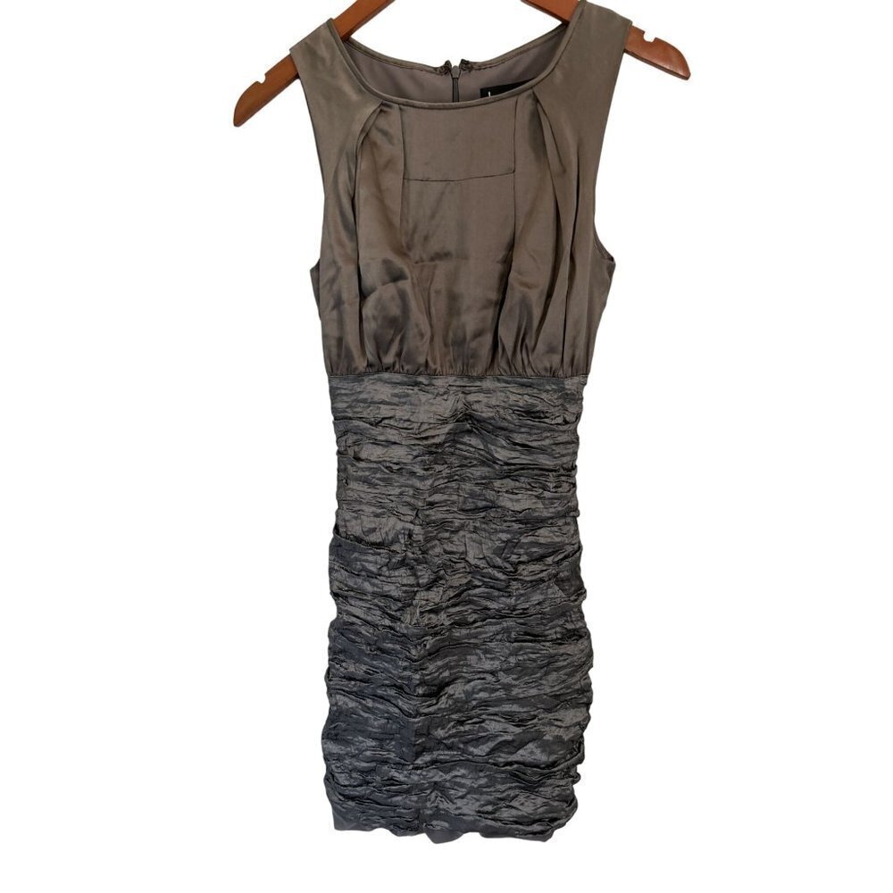 Nicole Miller Cocktail Dress Stretch Bodycon Evening Bronze Silver Color Size 4
